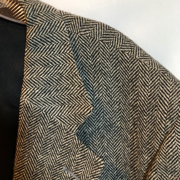 Vintage lambs wool herringbone blazer, dark gray Sz 46R - Picture 12 of 13